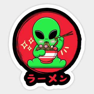 cute alien eat ramen Sticker